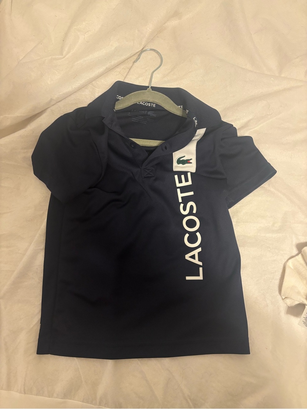 Lacoste Kids Navy Polo with Vertical White Logo